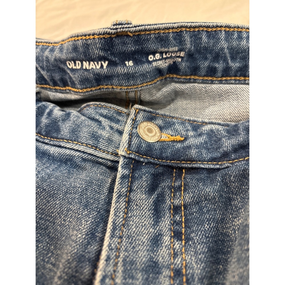 Old Navy OG Loose High Rise Jeans Women 16 Medium Wash Blue Denim OG Loose - Picture 2 of 2